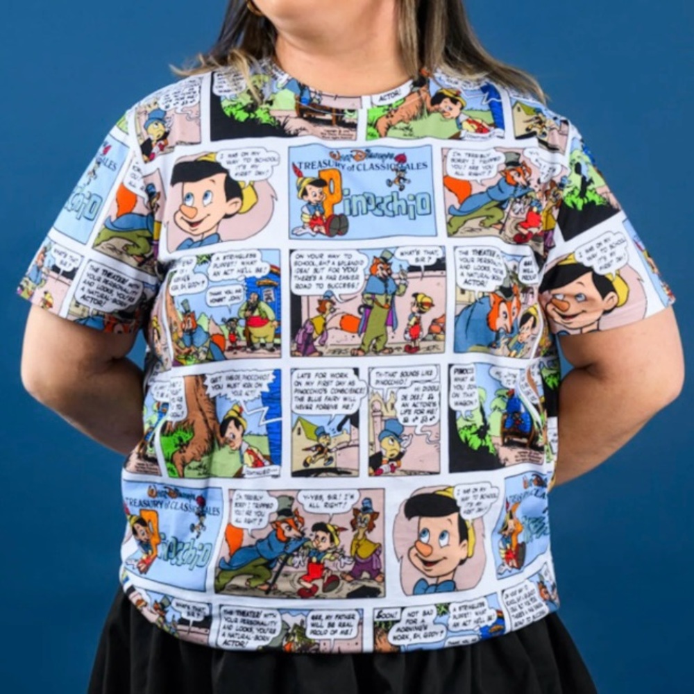 Disney Pinocchio All Over Print Comic Short Sleeve Tee